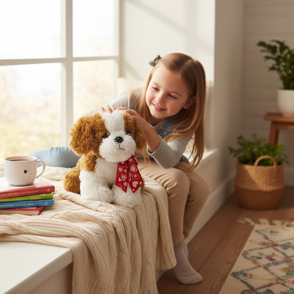 Best Made Toys Plush Dog Unisex 11" Brown White Brand New Valentine Heart Ribbon